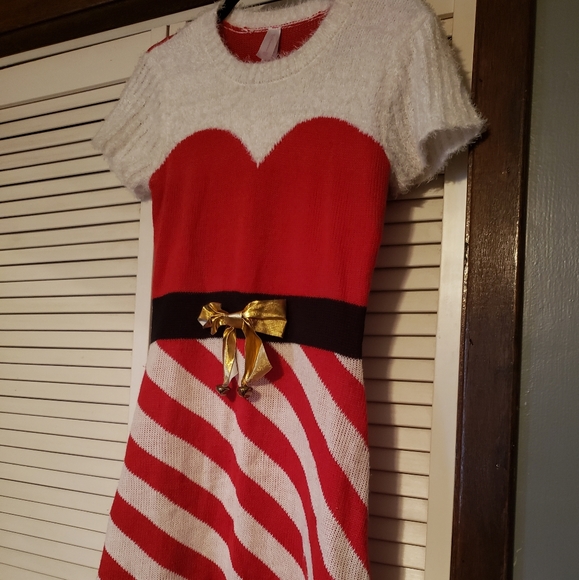 Juniors No Boundries Mrs Claus Sweater Dress Large - Picture 1 of 6